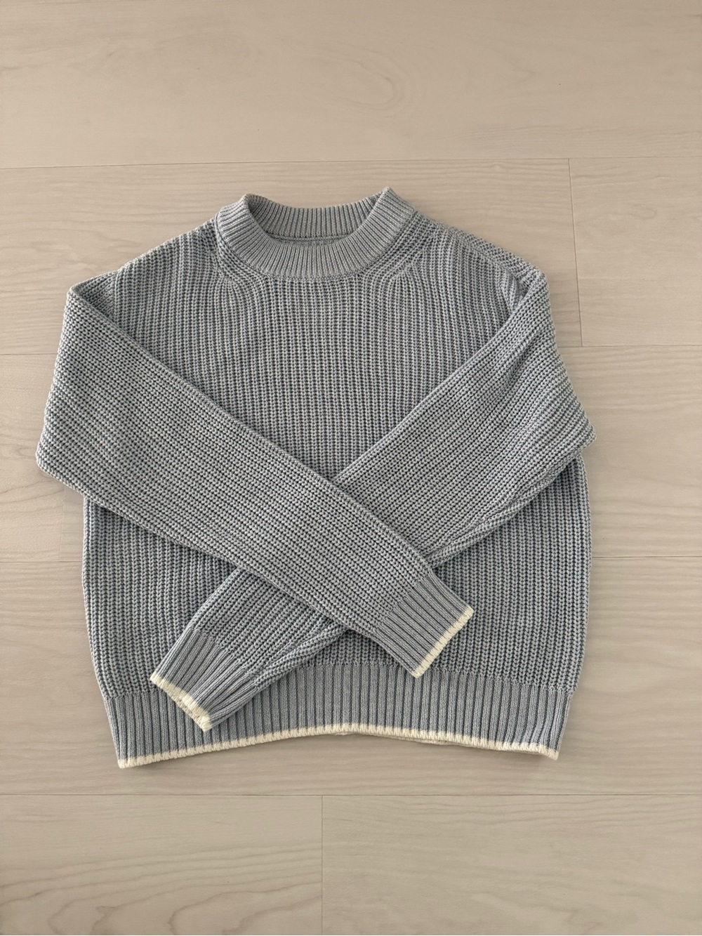 pistola Light Gray Knit Sweater with Cream Trim